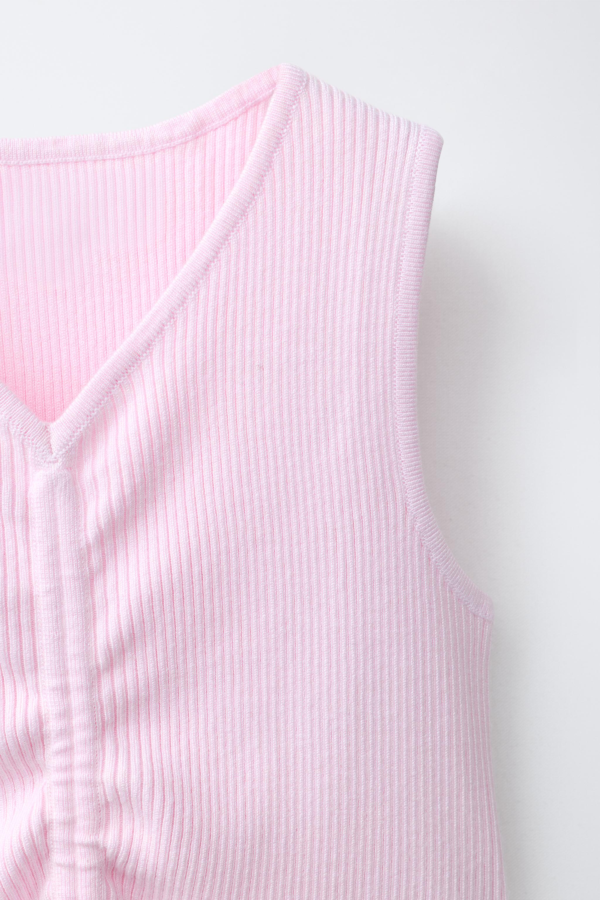 RIBBED KNIT RUCHED TOP